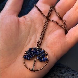 Handmade copper necklace with lapis